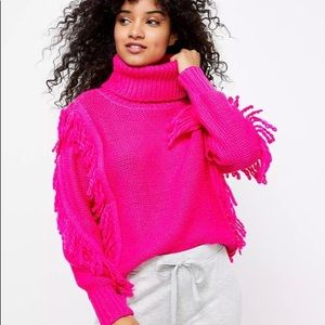 Lou & Grey for LOFT fringed turtleneck sweater